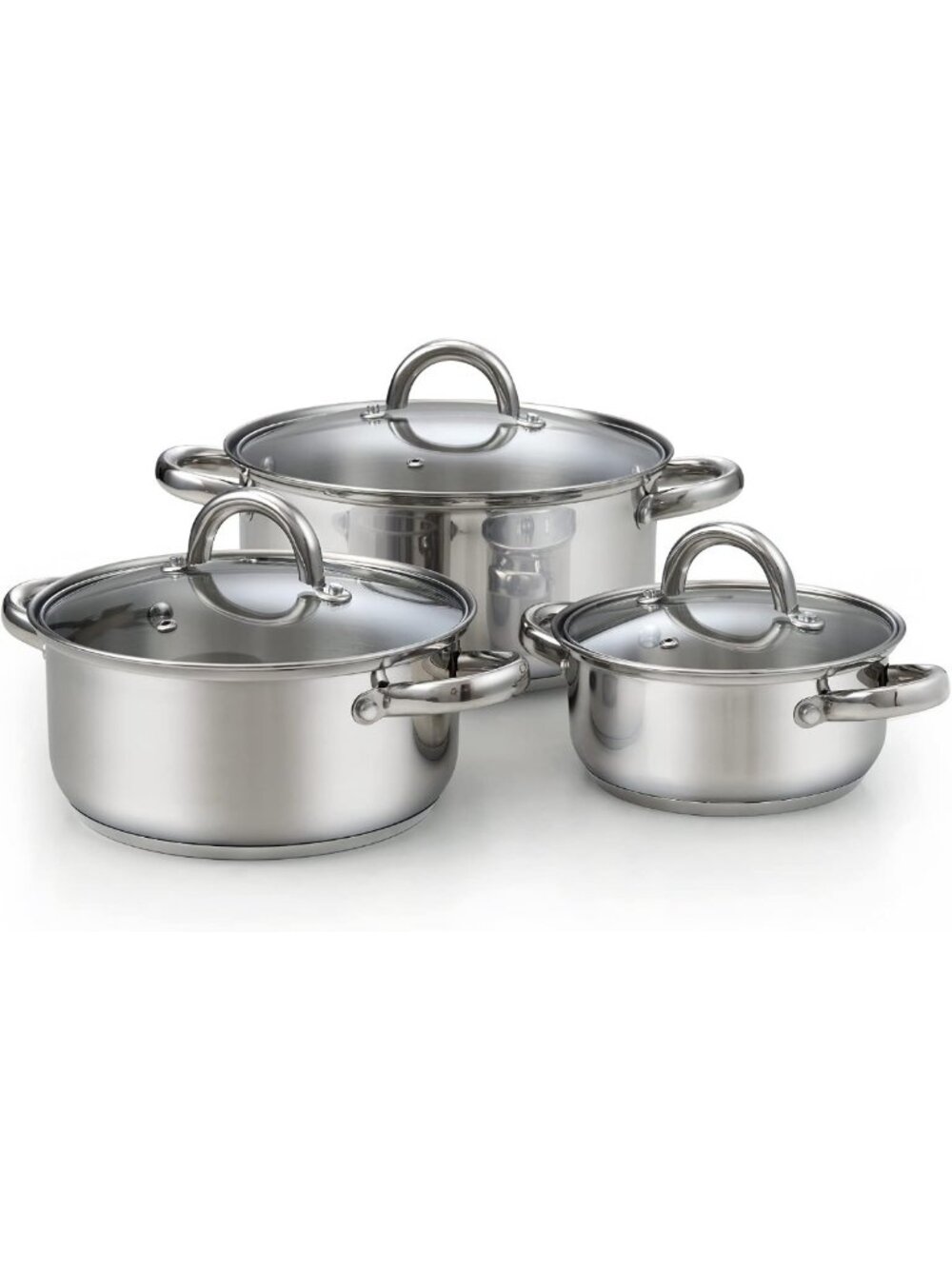 6-Piece Stainless Steel Cookware Set with Silver Handles - Durable & Stylish